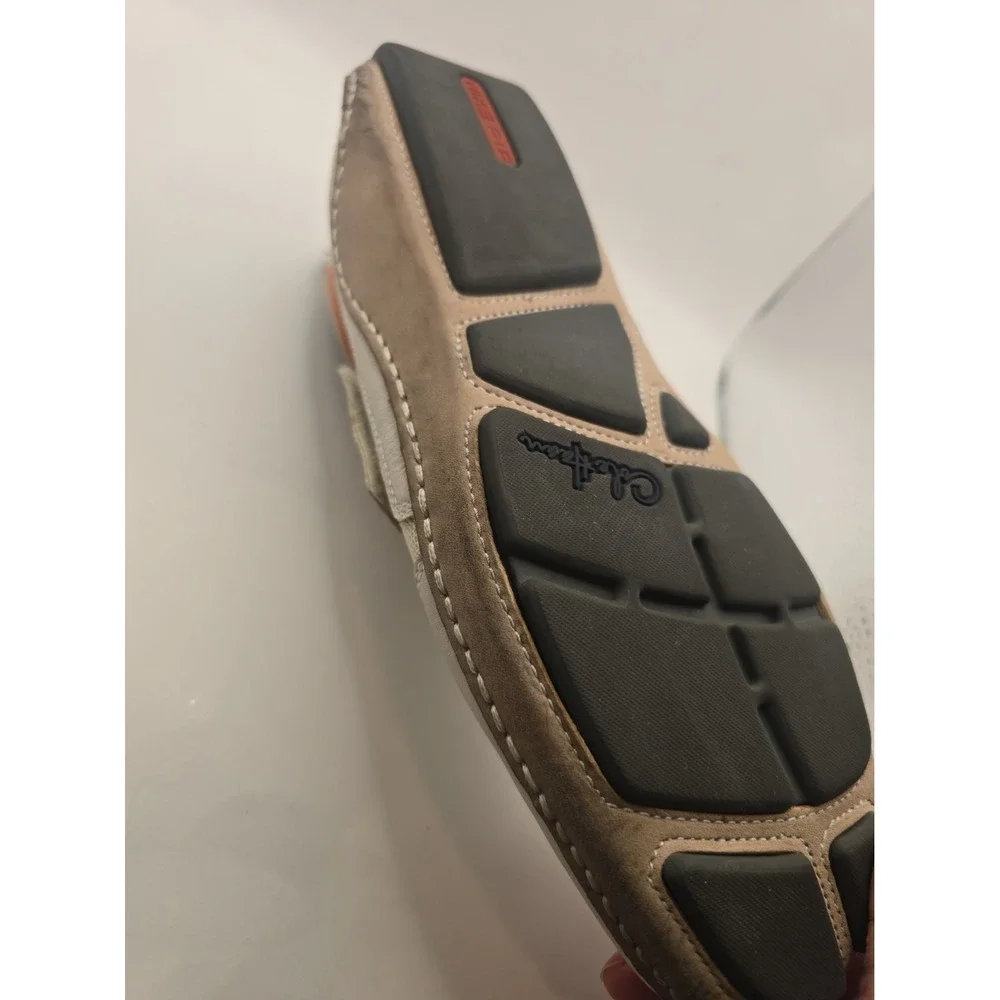 Cole Haan Mens Driving Shoes Size 9.5M White Leather With Orange
